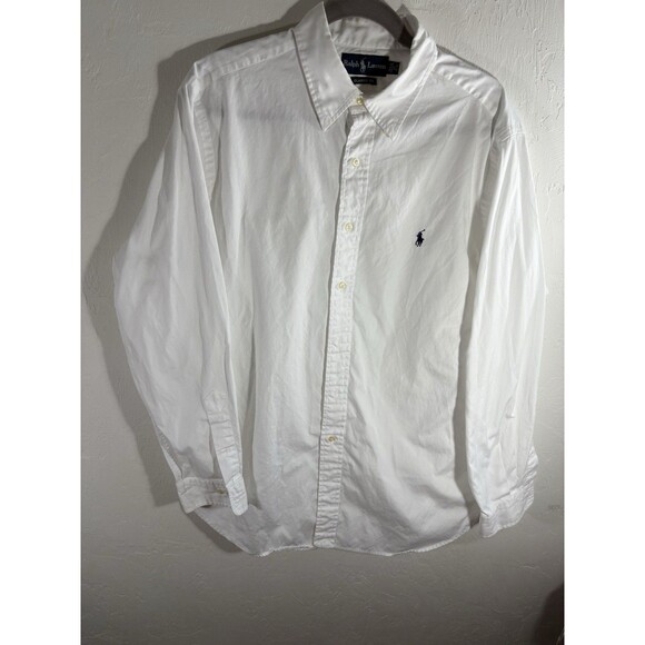 Ralph Lauren Black Label White Button Down Classic Fit Men Shirt Size 17,  34/35 - Picture 8 of 10
